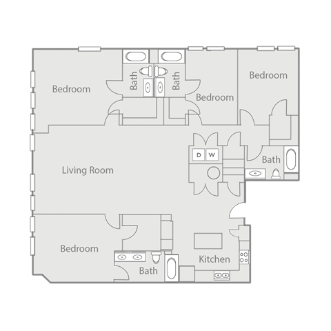 Floor plan for 4 beds, 4 baths, 2171 sqft